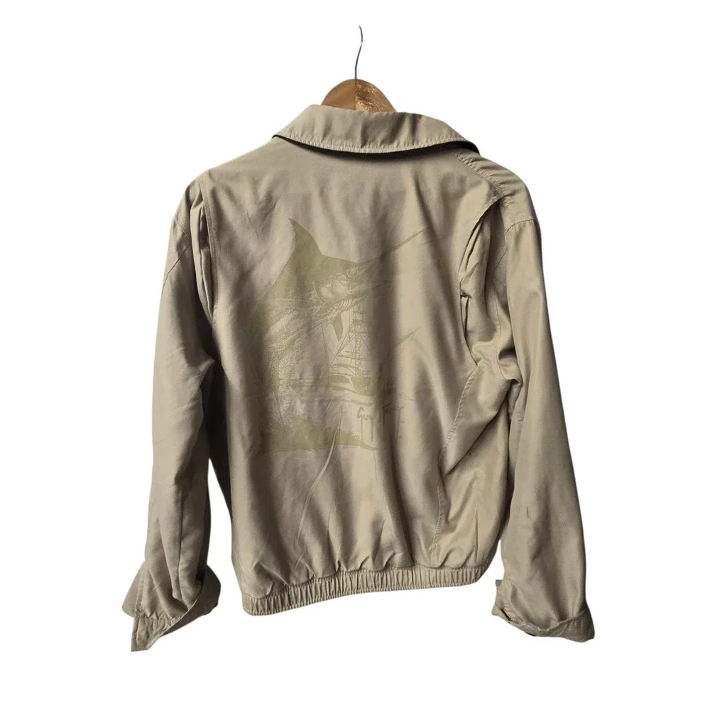 Guy Harvey AFTCO Full Zip Bomber Jacket Tan‎ Beige Fishing Small
